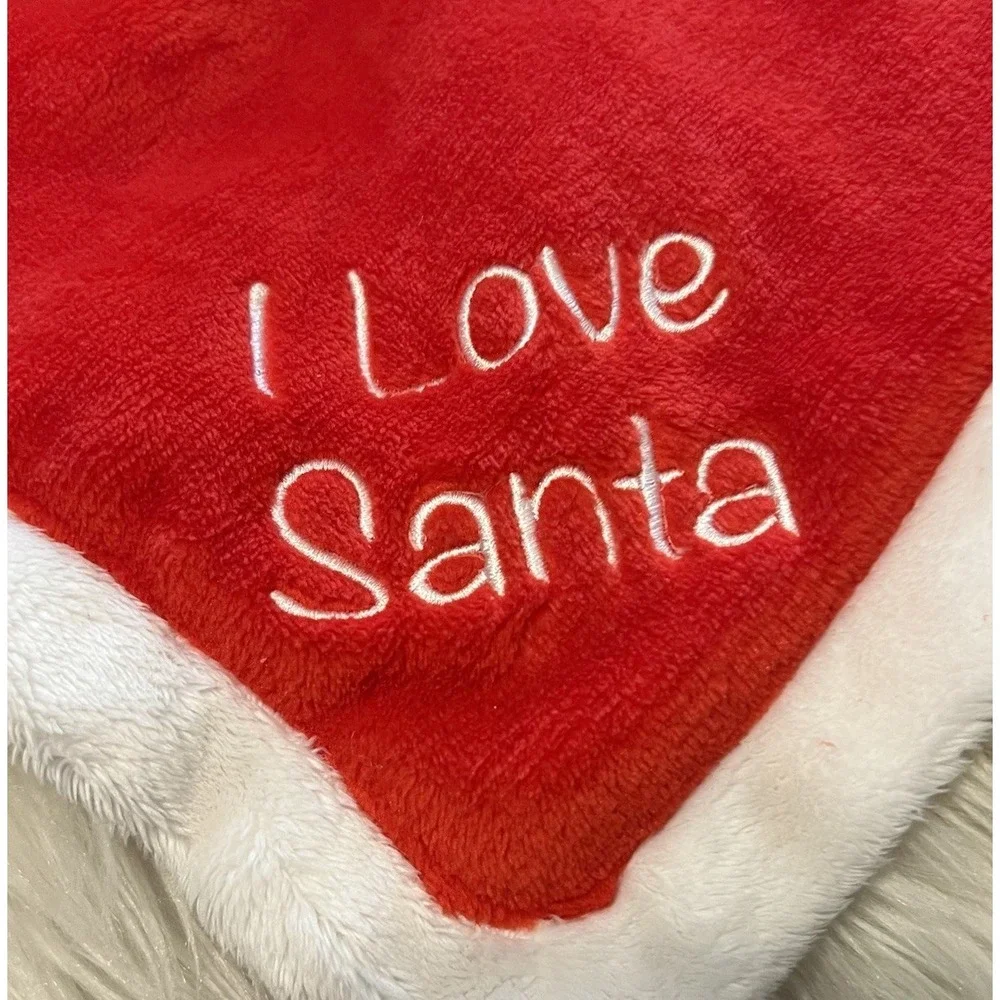 Little Me Lovey Santa Security Blanket Plush Red White I‎ Love Santa Satin